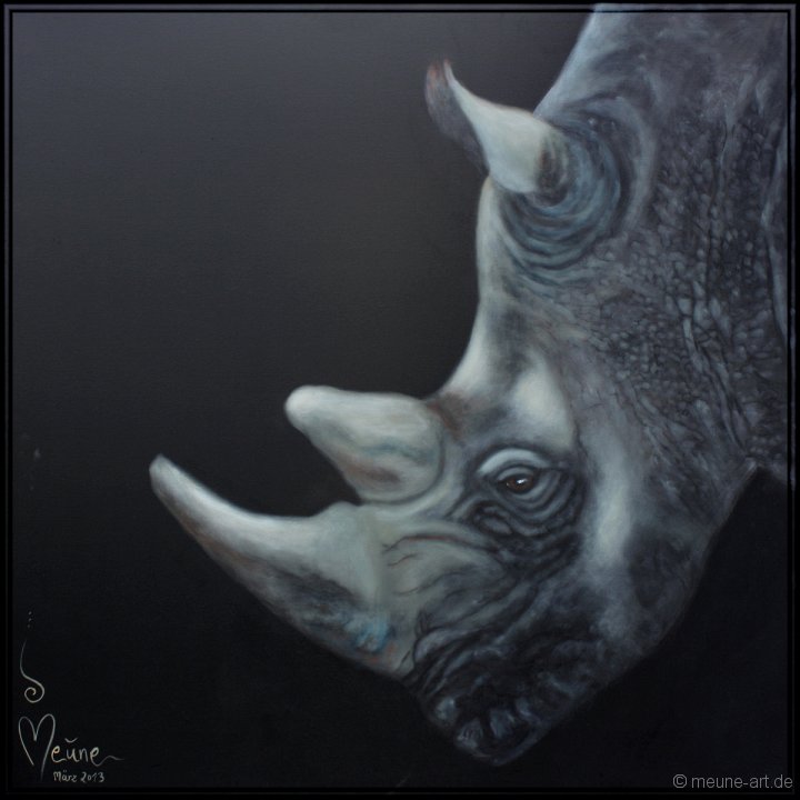 Nashorn Acryl auf Leinwand;
120 x 120 cm